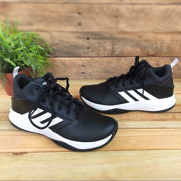 Adidas black and white mid basketball shoes - Picture 4 of 8